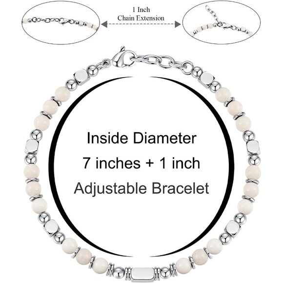 Silver & White Boho Beaded Bracelets for Women Trendy Jewelry Gifts for Lover - Picture 3 of 7